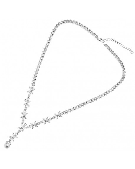 Collana con cubic zirconia e perla