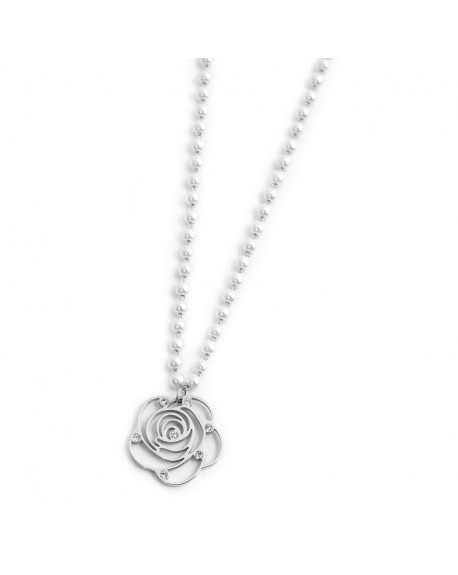 Collana con pendente rosa con cristalli