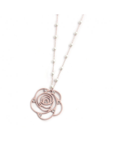 Collana con pendente rosa con cristalli